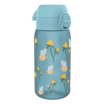 Imagen de Ion8 Botella de Agua para Niños, 350ml, a Prueba Fugas, Fácil Abrir, Cerradura Segura, Apta Lavavajillas, Sin BPA, Asa Transporte, Limpiar, Neutro en Carbono, Diseño Abejas