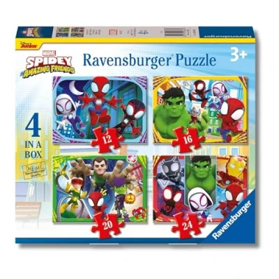 Imagen de Ravensburger puzzle Spidey y sus amigos increíbles, Marvel, infantil, 4 puzzles en 12,16,20,24 piezas, para niños +3 años, Tamaño 70x50cm