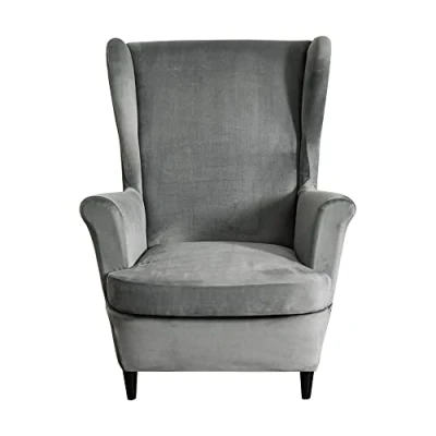 Imagen de CHNSHOME Fundas de sillón orejero elástica 1 Plaza Funda para sillas Orejas Terciopelo 2 Piezas con Respaldo alas