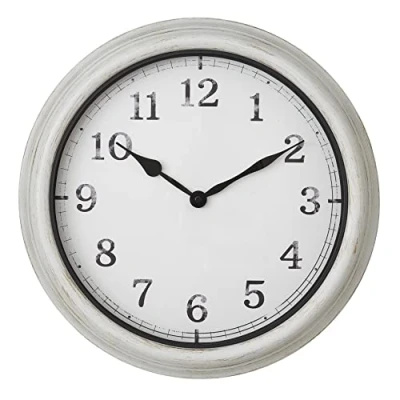 Imagen de TFA Dostmann Reloj de Pared analógico XL para Exteriores, 60.3067.02, con diseño Retro, Resistente a Salpicaduras, Metal y Cristal, terraza o balcón, Color Blanco