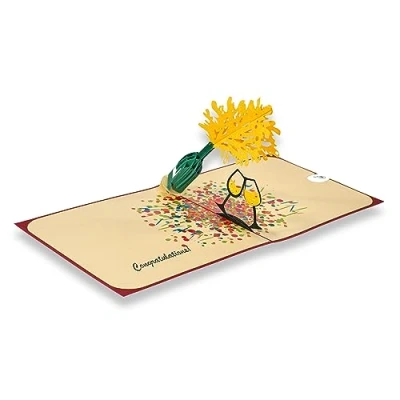 Imagen de paperdora® 3D Pop Up Card „Felicitaciones“ con Sobre y Sello de Cera Tarjeta Felicitación Regalo Saludo Cheque