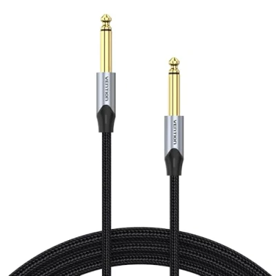 Imagen de VENTION Cable de guitarra 6,35 mm para instrumentos, 1/4 pulgadas, conector TS a jack altavoces, amplificador, bajo, mezclador 5 m