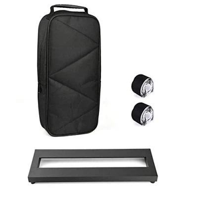 Imagen de Tablero de pedal para efectos guitarra y bajo, pedalera pequeña con bolsa transporte, 2 cintas pedales 15 x 5 pulgadas