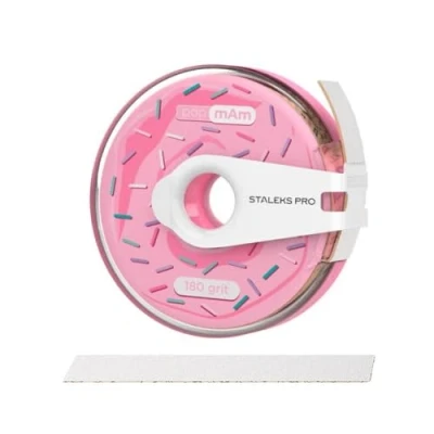 Imagen de STALEKS PRO BOBBINAIL Dona con recambio de lima blanca Papmam Expert ATC Donut dispensador 6mts (‎Donuts + Recambio) (Grano 180)