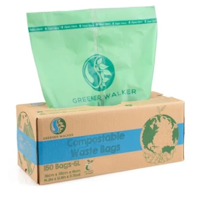 Imagen de Greener Walker 100% compostable Biodegradable 6L Bolsa basura Alimentos Cocina Bolsas de 150
