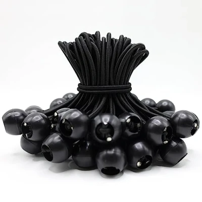 Imagen de YUNSHANGHE 50 Gomas tensoras con Bola, Tensor de Lona Bola 15 cm, Goma Trabillas para Tienda campaña, Correas expansoras Lonas, Carteles, Carpa, banderines