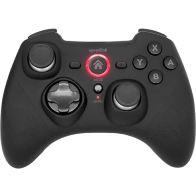 Imagen de Speedlink RAIT Gamepad inalámbrico con Bluetooth: mando para Nintendo Switch/PC/Android, sensor de control movimiento, cable carga USB C, función vibración, negro