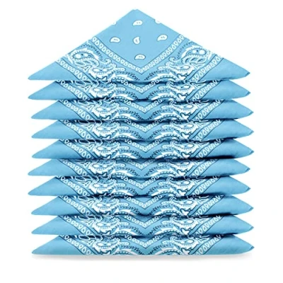 Imagen de Karl Loven EL BANDANA Lote de bandanas 100% Algodon primera calidad Paisley Panuelo Cabeza Cuello Bufanda Juego 5 Azul Cielo