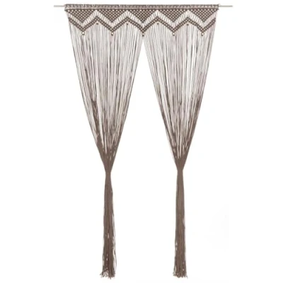 Imagen de vidaXL Cortina de Macramé Persiana Translúcida Ventana Pared Puerta Colgante Separador Ambientes Hogar Decoración Algodón Gris Taupé 140x240 cm