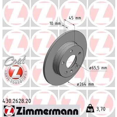 Imagen de ZIMMERMANN COAT Z 430.2628.20 Disco de freno 264 10 6/5 5 110 macizo revestido OPEL: Zafira B