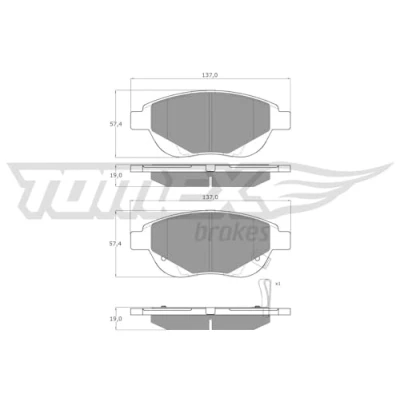 Imagen de TOMEX brakes TX 14 86 Juego de pastillas freno Eje delantero con avisador acústico desgaste OPEL: Corsa D Hatchback, FIAT: 500L