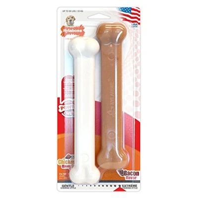 Imagen de Nylabone Dura Chew Bacon y pollo Perro Chucherías para Extreme chewers, grande