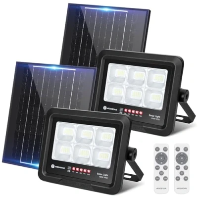 Imagen de Aigostar Foco Proyector LED Solar con mando a distancia 100w, Blanco Frío 6500K, Exterior Impermeable IP65,Proyector Brillo y Sincronización ajustables para Jardín,Garaje
