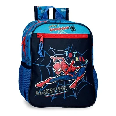 Imagen de Marvel Spiderman Totally awesome Mochila Preescolar Adaptable a Carro Azul 23x28x10 cms Poliéster 6,44L