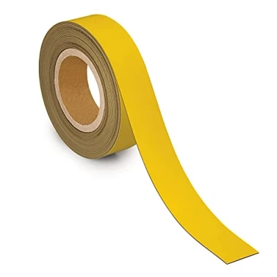 Imagen de MAUL cinta de identificación 40 mm x 1 mm, rotulable con parte trasera magnética, versátil para oficina, taller, almacén y cocina, se puede cortar individualmente, 10 m longitud, amarillo