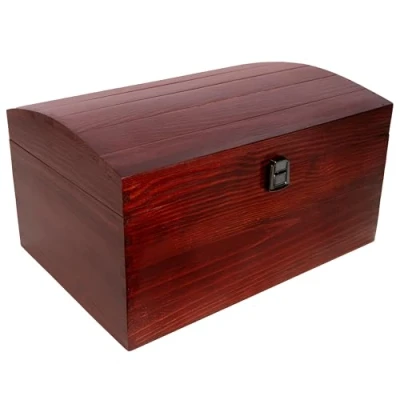 Imagen de Creative DECO Rojo Grande Cofre Caja Madera 34,5 x 25 19,2 cm con Cierre de Metal y Tapa Redondeada Decoración Decoupage Almacenaje Documentos Objetos Valor Juguetes Navidad