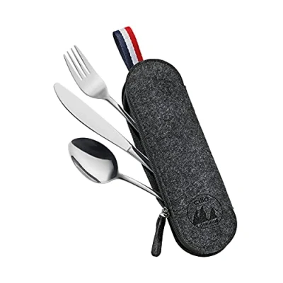 Imagen de Cilio Viaggio 545845 Cubertería para camping con funda de fieltro negro