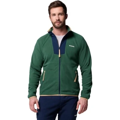 Imagen de Columbia Sequoia Grove Chaqueta de forro polar con cremallera completa para hombre, bosque lluvioso, azul marino universitario, talla XXL