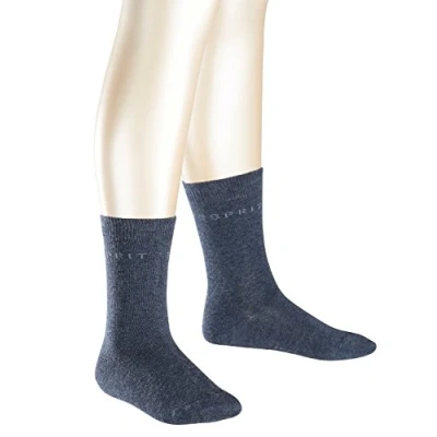 Imagen de ESPRIT Foot Logo 2 Pack K SO algodón unicolor pares, Calcetines Unisex niños, Azul (Navy Blue Melange 6490), 31 34