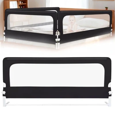 Imagen de LANTUS barrera de cama plegable para niños, elevación vertical, anticaída con red aireada, fácil montar, 1,8 m, rosa