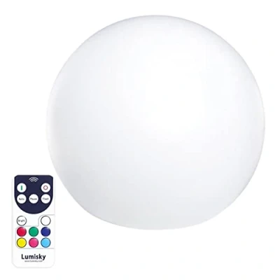 Imagen de Lumisky Bola luminosa inalámbrica flotante BOBBY, LED multicolor regulable con diámetro de 40 cm, mando a distancia y base inducción