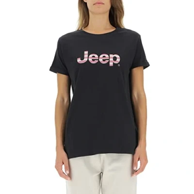 Imagen de JEEP O102927 B000 J Camiseta Oversize Mujer Estampado Star Fondo de Camuflaje Corteza Mangas con Vueltas J23W Black L