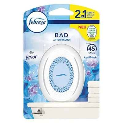 Imagen de Febreze Ambientador de baño Lenor Fresco abril, 1 pieza, aroma inodoro, tapón fragancia para la lucha y prevención continua olores