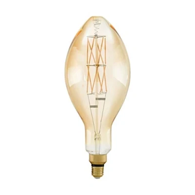 Imagen de Eglo LED E27 regulable, bombilla vintage ámbar extra grande, luminaria en forma de vela, 8 vatios (equivalente a 60 vatios), 806 lúmenes, blanco cálido, 2100k, E140, Ø 14 cm