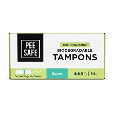 Imagen de PEESAFE 100% algodón orgánico tampones (Paquete de 16, súper)