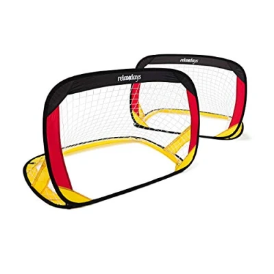 Imagen de relaxdays Juego de 2 Porterías Plegables Mini, Negro, Rojo y Dorado, 80 x 119 83 cm, Colores Variados
