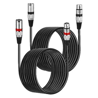 Imagen de PERMUST 2PC XLR Cable de micrófono 8 M 3 pines balanceado macho a hembra conexión escenario DMX