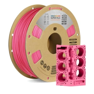 Imagen de OVERTURE Super PLA+ Filamento de 1,75 mm, Dureza Mejorada PLA Plus, Carrete Cartón, 1kg (2.2lbs), Precisión Dimensional +/ 0.02 mm(Rosa)