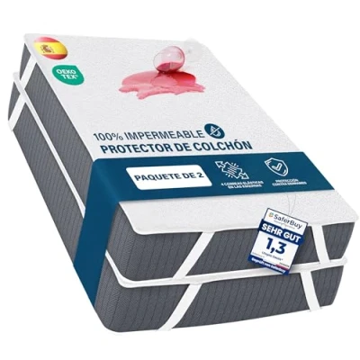 Imagen de Utopia Bedding Protector Colchón 180 x 200 cm Impermeable (Paquete de 2), 4 Esquinas Elásticas, Certificación Oeko Tex, Funda Colchón, Cubre Transpirable