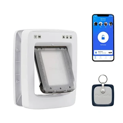Imagen de PetSafe SmartDoor, Puerta para Perros y Gatos Inteligente, Gatera de Entrada Salida Selectiva, Funciona con App, Control por Smartphone, Horario Personalizable, Compatible Varias Mascotas, M