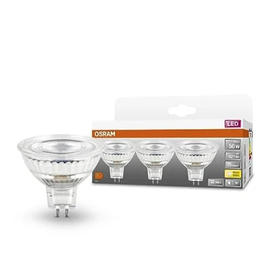 Imagen de OSRAM LED Star MR16 Juego de 5 bombillas reflectoras bajo voltaje (MR16, casquillo retrofit, 2700 K, 50 W, 621 lúmenes, GU5.3, cristal sin plomo