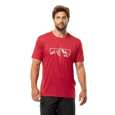 Imagen de Jack Wolfskin Peak Graphic T M Camiseta, Glow Rojo, Hombre