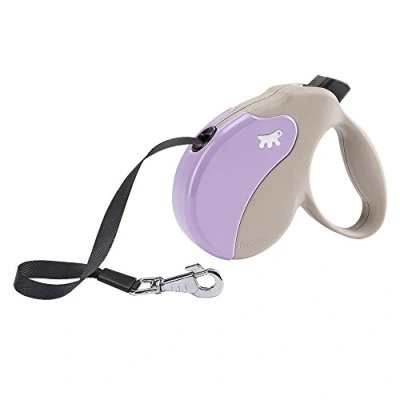 Imagen de Ferplast Correa Perro Extensible Amigo Large, Grandes de hasta 50 Kg. máx 5 m. Botón Bloqueo y liberación único, Beige, Cubierta Morada