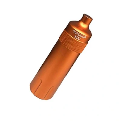 Imagen de Vogueing Tool Pastillero impermeable EDC contenedor de metal Cápsula supervivencia para camping, escalada, ciclismo, senderismo (cabeza puntiaguda, naranja)