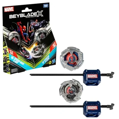Imagen de Beyblade X, Pack múltiple Colaboración con Marvel, Set Spider Man 3 60F vs. Venom 80N