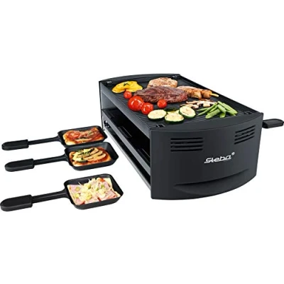 Imagen de Steba pizza Raclette, raclette clásica en la plancha y gratinada las sartenes, función con calor inferior. RC 6 Bake &amp; Grill.