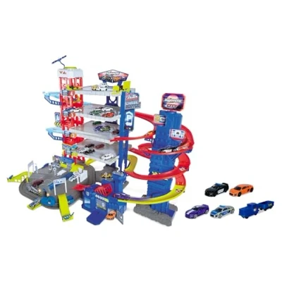 Imagen de Majorette Super Chase Center. Aparcamiento de 5 plantas, 57 plazas aparcamiento, a partir años, 4 coches juguete, comisaría, tren, ascensor, efectos luz y sonido (212059984)