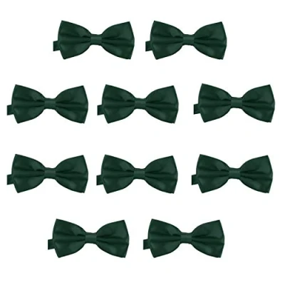Imagen de DonDon Set de 10 Pajarita para hombre 12 x 6 cm ajustable y lista usar Verde oscuro