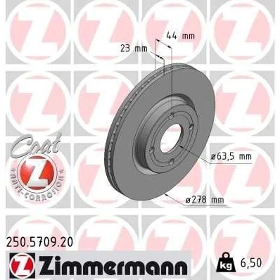 Imagen de ZIMMERMANN 250.5709.20 Disco de freno 278 23 4/4 4 108 ventilación interna revestido FORD: FIESTA 7
