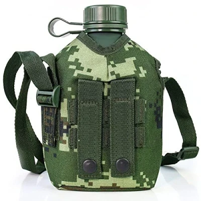 Imagen de Luxylei Petaca Militar De 1l, Botella Agua, Bote Vino Aluminio, Cantimplora Militar, Camping, Senderismo, Hervidor Supervivencia con Cubierta para Exteriores