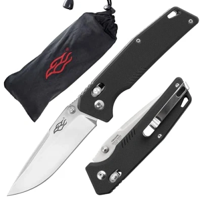 Imagen de Firebird GANZO FB7601 BK Cuchillo Plegable de Bolsillo Hoja Acero 440C 87 mm G10 Mango Antideslizante con Clip Camping Caza Pesca al Aire Libre 120g (Negro)