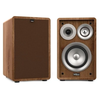 Imagen de Wiibo Vintage 6 Nogal Altavoces HiFi de Estantería Potencia 100W 3 Vías Rejilla Extraíble Tweeter 2&quot;, Squawker 3&quot; y Woofer 5&quot; Sonido Envolvente