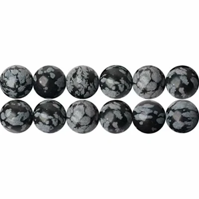 Imagen de SKYBEADS Piedra de obsidiana natural copo nieve 4 mm, cuentas sueltas 15.5 pulgadas para suministros fabricación joyas hechos a mano