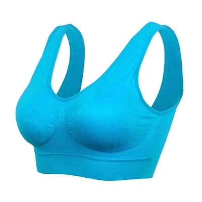 Imagen de BOOLAVARD Sujetador bustier sin costuras cómodo (sujetador deportivo, de ocio y deportivo) para mujer XXL: 116 121cm (90C 100A) turquesa