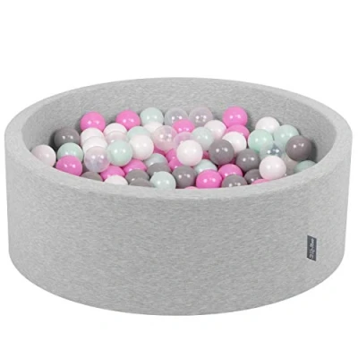 Imagen de KiddyMoon 90X30cm/300 Bolas ∅ 7Cm Piscina De para Ninos Hecha En La UE, Gris Clr:Transparente/Gris/Blanco/Rosa/Menta