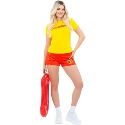 Imagen de Smiffys Disfraz de vigilanta la playa Baywatch, Amarillo, con parte arriba y bermudas